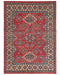 5x7 Red Kuba Afghan Hand Knotted Wool Area Rug